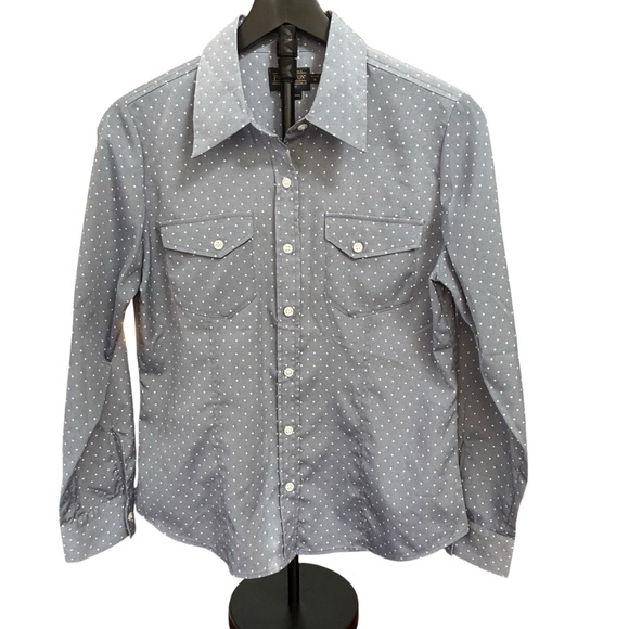 Pendleton Dusty Blue w/White Polka Dot Button-Up Shirt Women’s Size 8P - Picture 3 of 11